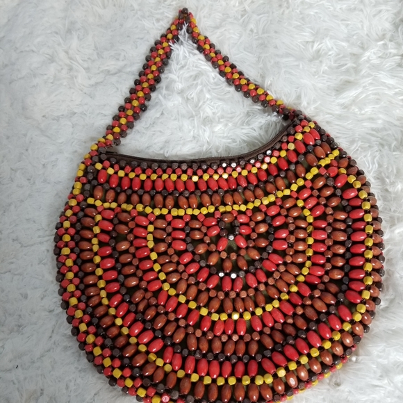 Apt 9 Gorgeous Red + Orange Beaded Large Bag - Picture 4 of 4